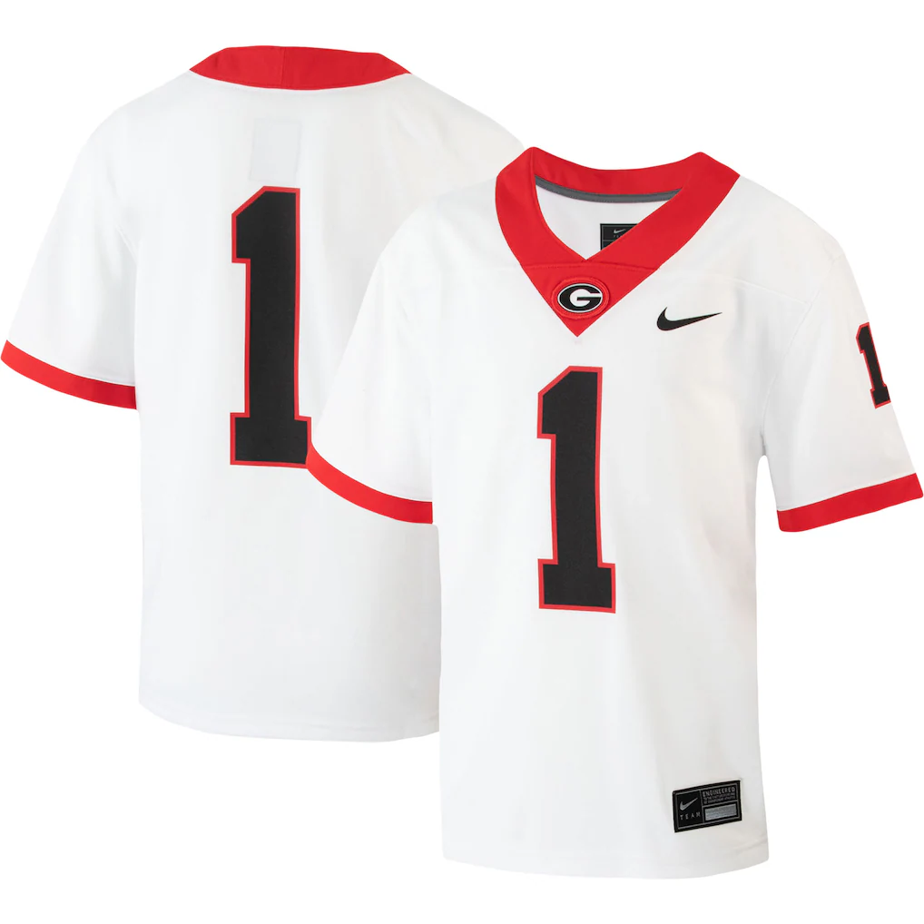 Youth Nike #1 White Georgia Bulldogs Away Untouchable Jersey