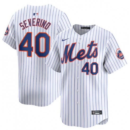 Men's New York Mets #40 Luis Severino White 2024 Home Limited Stitched Baseball Jersey - Ujersey