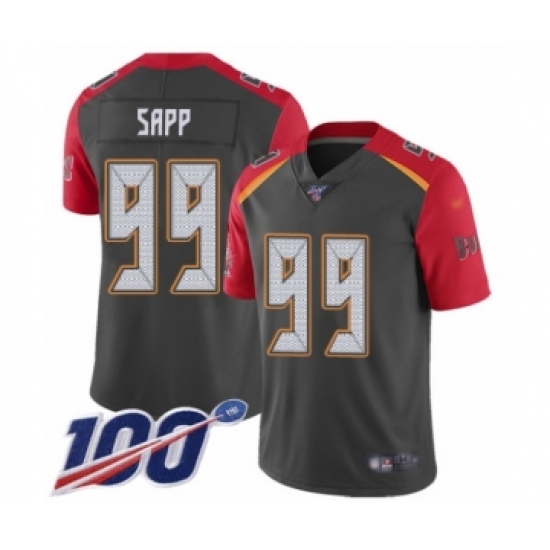 Men's Tampa Bay Buccaneers #99 Warren Sapp Limited Gray Inverted Legend 100th Season Football Jersey - Ujersey