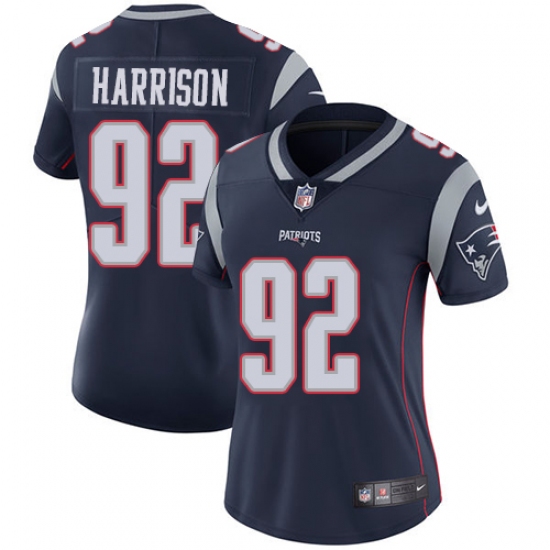 Women's Nike New England Patriots #92 James Harrison Navy Blue Team Color Vapor Untouchable Limited Player NFL Jersey - ujerseystore