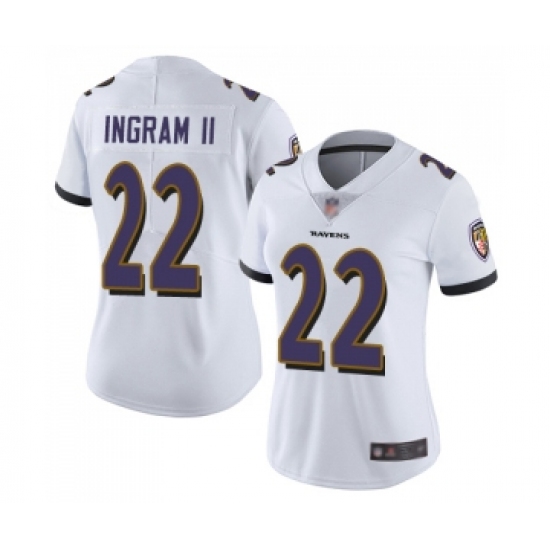 Women's Baltimore Ravens #22 Mark Ingram II White Vapor Untouchable Limited Player Football Jersey - Ujersey
