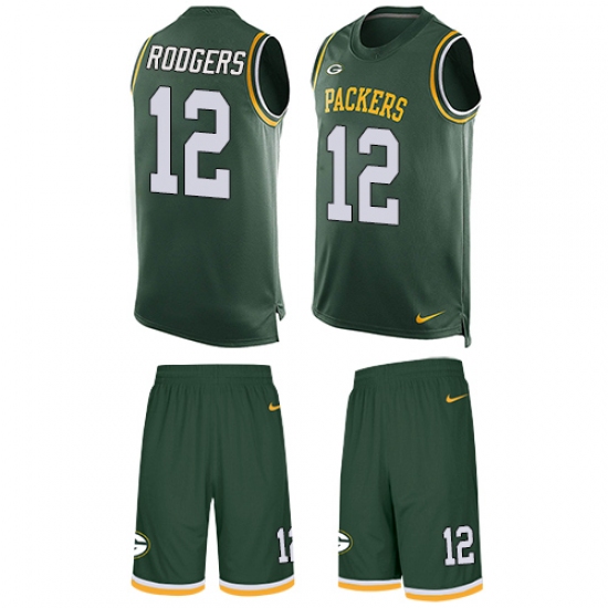 Men's Nike Green Bay Packers #12 Aaron Rodgers Limited Green Tank Top Suit NFL Jersey - Ujersey