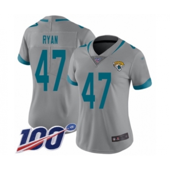 Women's Jacksonville Jaguars #47 Jake Ryan Silver Inverted Legend Limited 100th Season Football Jersey - Ujersey