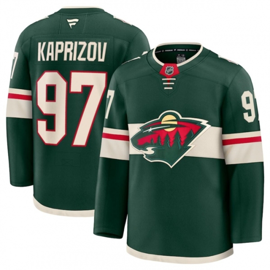 Men's Minnesota Wild #97 Kirill Kaprizov Green 2024-25 Home Stitched Hockey Jersey - Ujersey