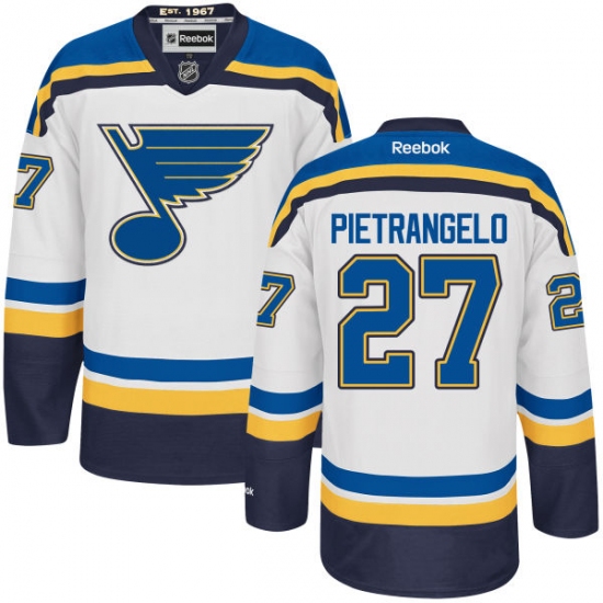 Men's Reebok St. Louis Blues #27 Alex Pietrangelo Authentic White Away NHL Jersey - Ujersey