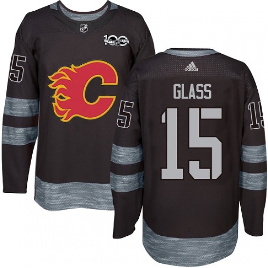 Men's Adidas Calgary Flames #15 Tanner Glass Authentic Black 1917-2017 100th Anniversary NHL Jersey - Ujersey