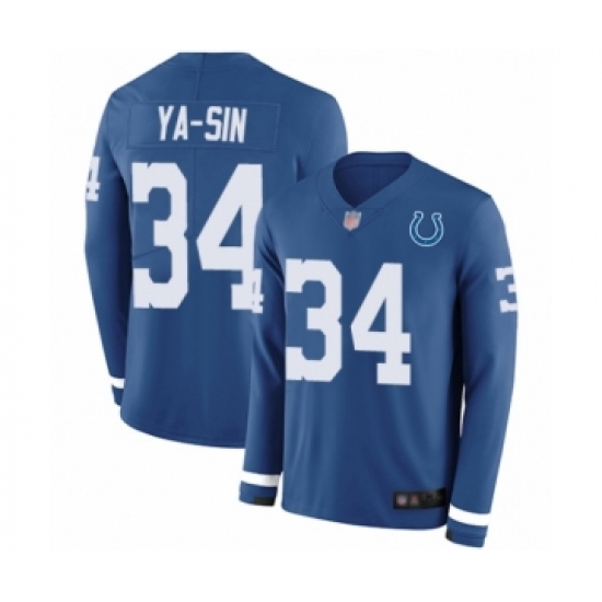 Men's Indianapolis Colts #34 Rock Ya-Sin Limited Blue Therma Long Sleeve Football Jersey - Ujersey