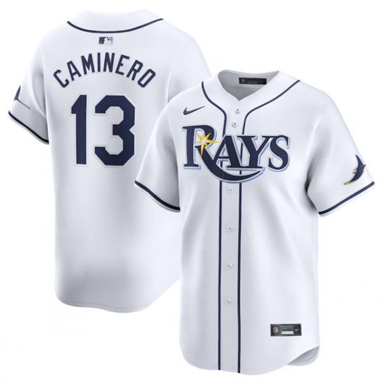 Men's Tampa Bay Rays #13 Junior Caminero White 2024 Home Limited Stitched Baseball Jersey - Ujersey