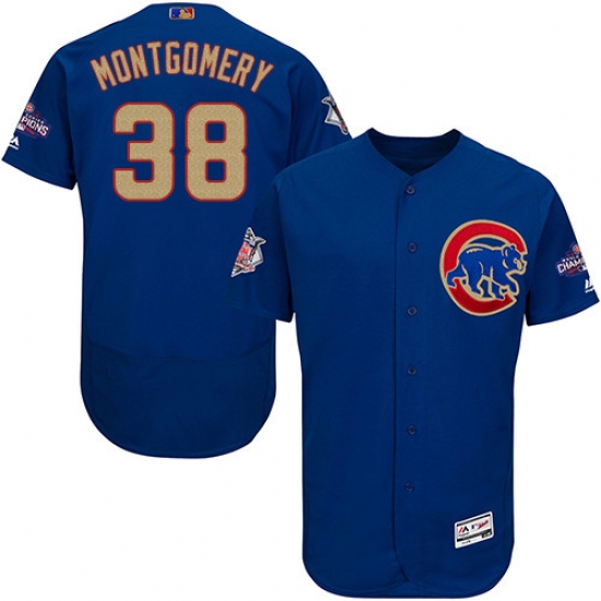 Men's Majestic Chicago Cubs #38 Mike Montgomery Royal Blue 2017 Gold Champion Flexbase Authentic Collection MLB Jersey - Ujersey