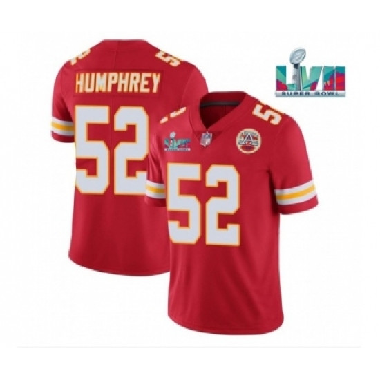 Men’s Kansas City Chiefs #52 Creed Humphrey Red Super Bowl LVII Patch Vapor Untouchable Limited Stitched Jersey - Ujersey