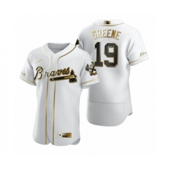 Men's Atlanta Braves #19 Shane Greene Nike White Authentic Golden Edition Jersey - Ujersey