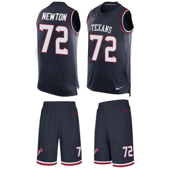 Men's Nike Houston Texans #72 Derek Newton Limited Navy Blue Tank Top Suit NFL Jersey - Ujersey