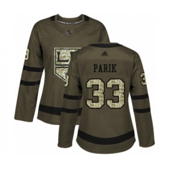 Women's Los Angeles Kings #33 Lukas Parik Authentic Green Salute to Service Hockey Jersey - Ujersey