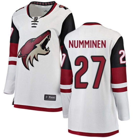 Women's Arizona Coyotes #27 Teppo Numminen Authentic White Away Fanatics Branded Breakaway NHL Jersey - Ujersey