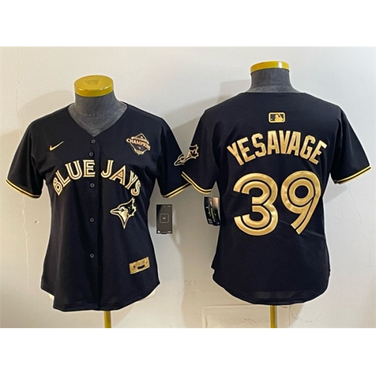 Women's Toronto Blue Jays #39 Trey Yesavage Black Gold 2025 American League Champions Limited Stitched Baseball Jersey(Run Small) - Ujersey