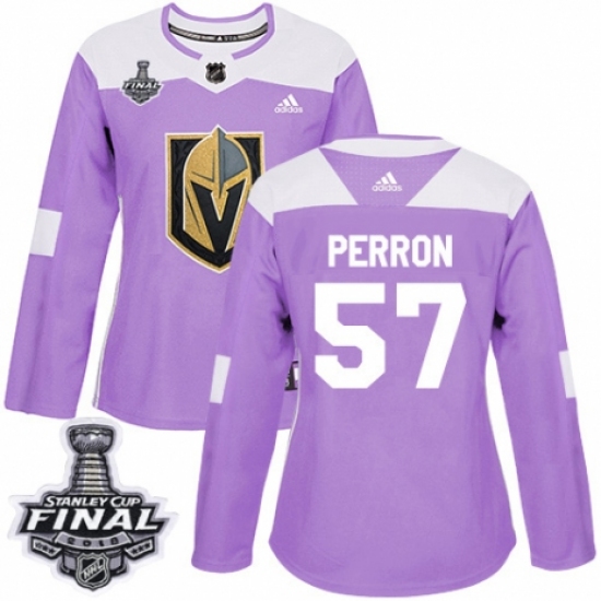 Women's Adidas Vegas Golden Knights #57 David Perron Authentic Purple Fights Cancer Practice 2018 Stanley Cup Final NHL Jersey - Ujersey