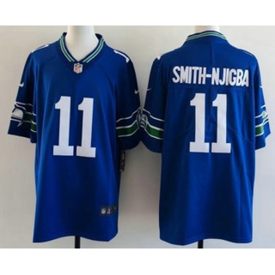 Men's Seattle Seahawks #11 Jaxon Smith Njigba Limited Blue Throwback Vapor Jersey - Ujersey