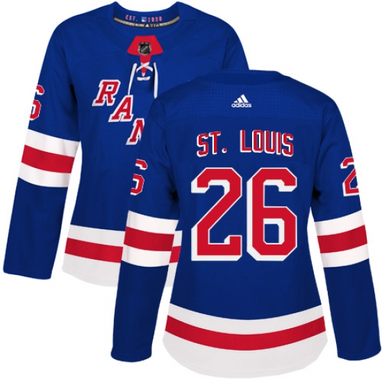 Women's Adidas New York Rangers #26 Martin St. Louis Authentic Royal Blue Home NHL Jersey