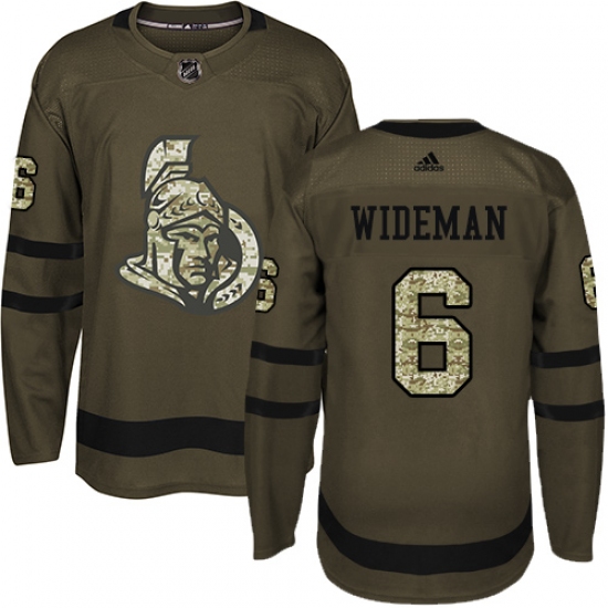 Men's Adidas Ottawa Senators #6 Chris Wideman Authentic Green Salute to Service NHL Jersey - Ujersey