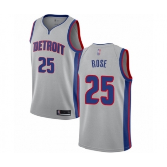 Women's Detroit Pistons #25 Derrick Rose Authentic Silver Basketball Jersey Statement Edition - Ujersey