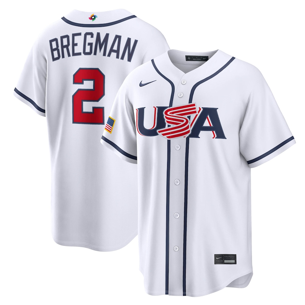 Men's USA Baseball Alex Bregman Nike White 2026 World Baseball Classic Home Stadium Jersey - ujerseystore