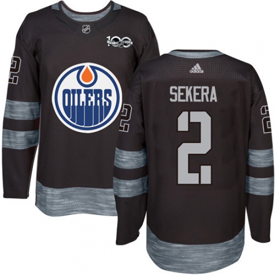 Men's Adidas Edmonton Oilers #2 Andrej Sekera Authentic Black 1917-2017 100th Anniversary NHL Jersey - Ujersey