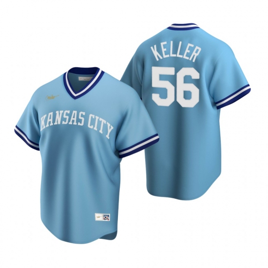 Men's Nike Kansas City Royals #56 Brad Keller Light Blue Cooperstown Collection Road Stitched Baseball Jersey - Ujersey