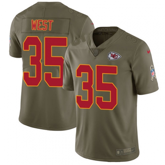Men's Nike Kansas City Chiefs #35 Charcandrick West Limited Olive 2017 Salute to Service NFL Jersey - Ujersey