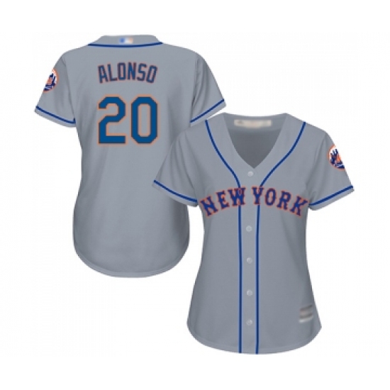 Women's New York Mets #20 Pete Alonso Authentic Grey Road Cool Base Baseball Jersey - Ujersey
