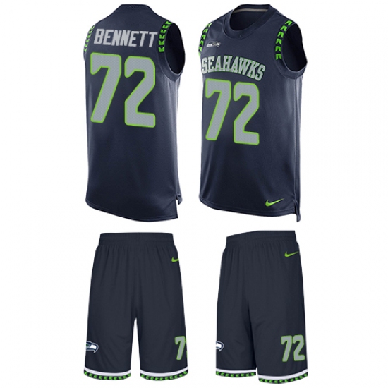 Men's Nike Seattle Seahawks #72 Michael Bennett Limited Steel Blue Tank Top Suit NFL Jersey - Ujersey