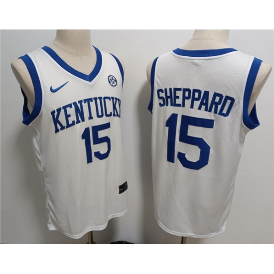 Men's Kentucky Wildcats #15 Reed Sheppard White Stitched Jersey - Ujersey