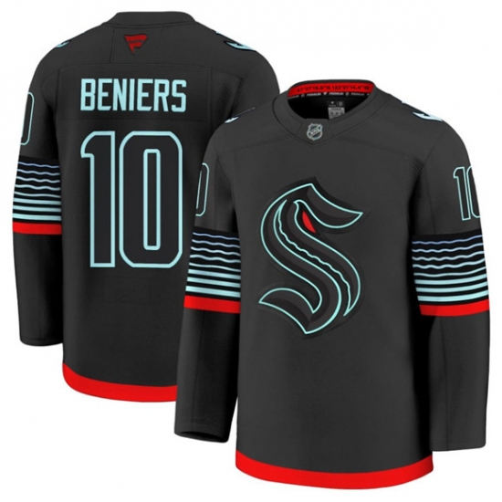 Men's Seattle Kraken #10 Matty Beniers Black Alternate Stitched Hockey Jersey - Ujersey