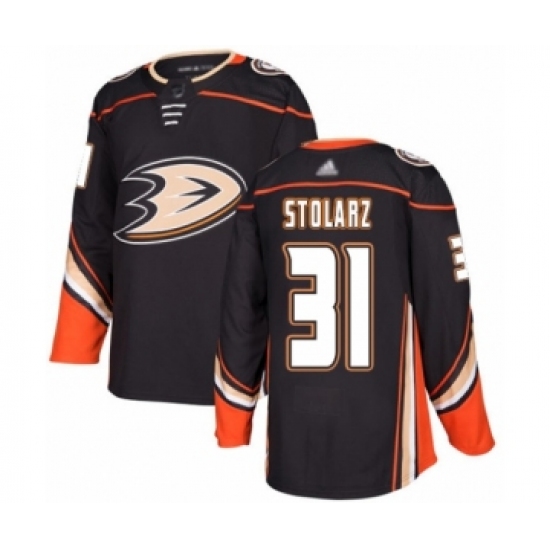 Men's Anaheim Ducks #31 Anthony Stolarz Authentic Black Home Hockey Jersey - Ujersey
