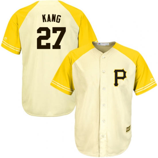 Men's Majestic Pittsburgh Pirates #27 Jung-ho Kang Replica Cream/Gold Exclusive MLB Jersey - Ujersey