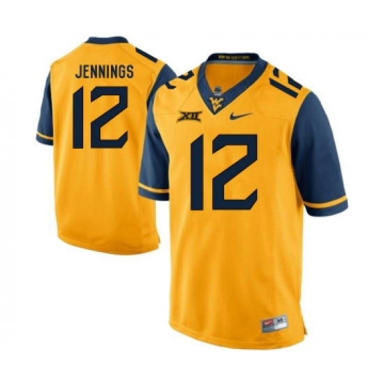 West Virginia Mountaineers 12 Gary Jennings Gold College Football Jersey - Ujersey
