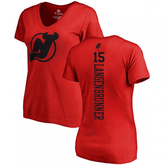 NHL Women's Adidas New Jersey Devils #15 Jamie Langenbrunner Red One Color Backer T-Shirt - ujerseystore