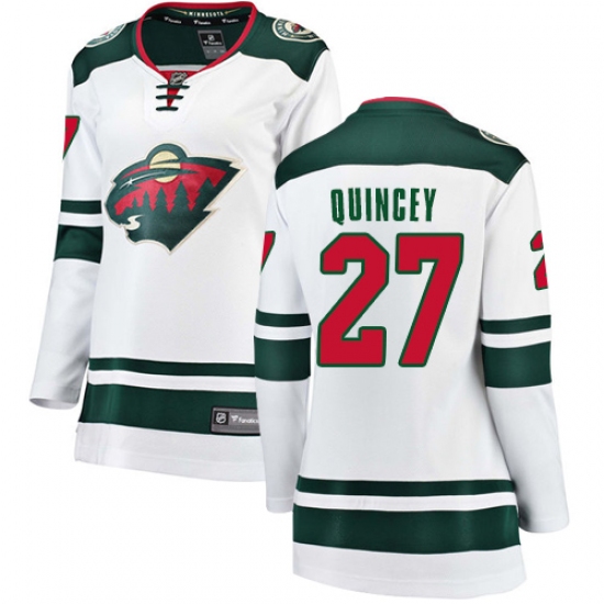 Women's Minnesota Wild #27 Kyle Quincey Authentic White Away Fanatics Branded Breakaway NHL Jersey - Ujersey