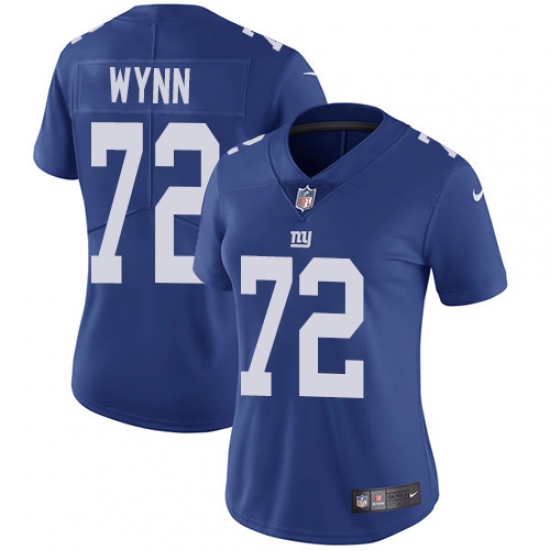 Women's Nike New York Giants #72 Kerry Wynn Royal Blue Team Color Vapor Untouchable Elite Player NFL Jersey - Ujersey