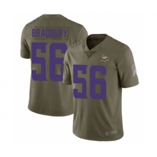 Youth Minnesota Vikings #56 Garrett Bradbury Limited Olive 2017 Salute to Service Football Jersey - Ujersey