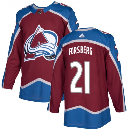 Men's Adidas Colorado Avalanche #21 Peter Forsberg Authentic Burgundy Red Home NHL Jersey - Ujersey