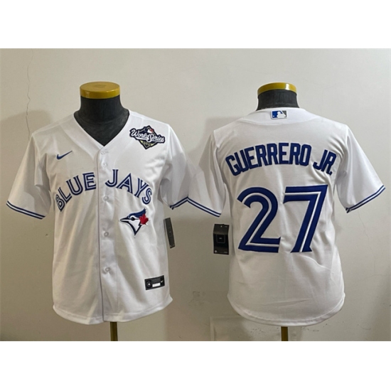 Youth Toronto Blue Jays #27 Vladimir Guerrero Jr. White 2025 World Series Cool Base Stitched Baseball Jersey - Ujersey