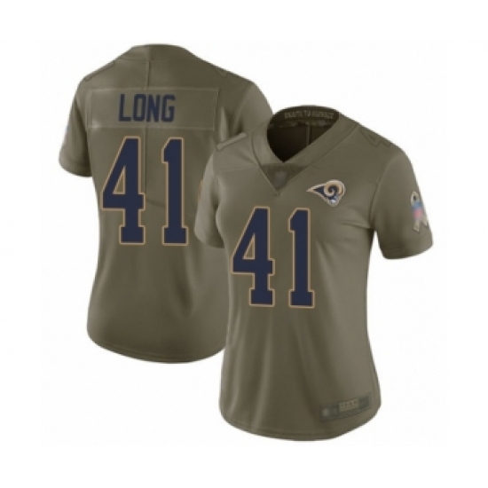 Women's Los Angeles Rams #41 David Long Limited Olive 2017 Salute to Service Football Jersey - Ujersey