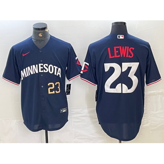 Men's Minnesota Twins #23 Royce Lewis Number 2023 Navy Blue Cool Base Stitched Jerseys - Ujersey