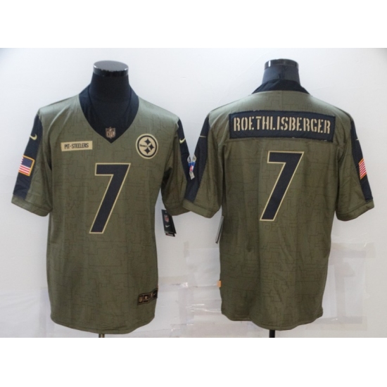 Men's Pittsburgh Steelers #7 Ben Roethlisberger Nike Olive 2021 Salute To Service Limited Player Jersey - Ujersey