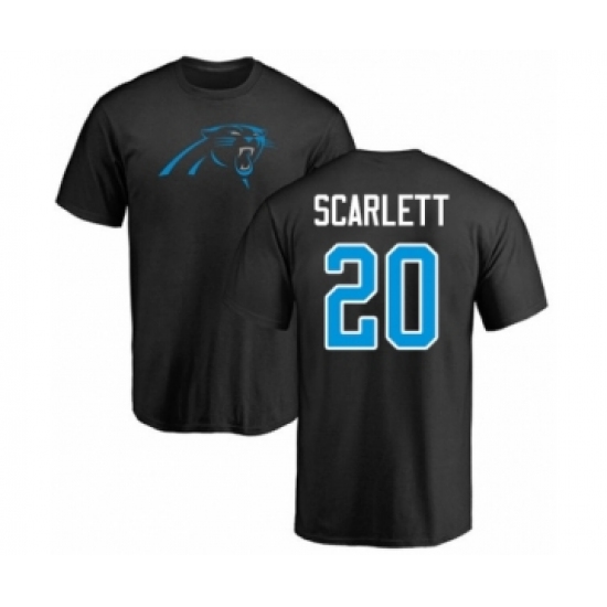 Football Carolina Panthers #20 Jordan Scarlett Black Name & Number Logo T-Shirt - Ujersey
