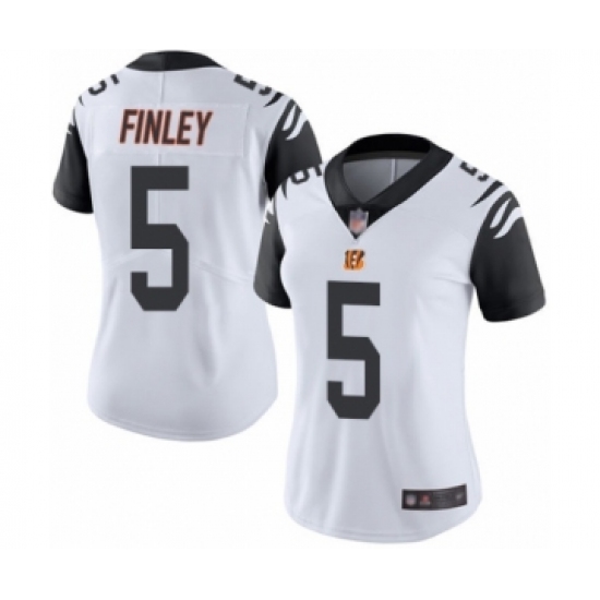 Women's Cincinnati Bengals #5 Ryan Finley Limited White Rush Vapor Untouchable Football Jersey - Ujersey