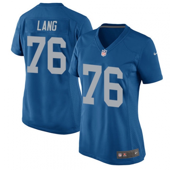 Women's Nike Detroit Lions #76 T.J. Lang Game Blue Alternate NFL Jersey - Ujersey