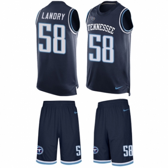 Men's Nike Tennessee Titans #58 Harold Landry Limited Navy Blue Tank Top Suit NFL Jersey - Ujersey
