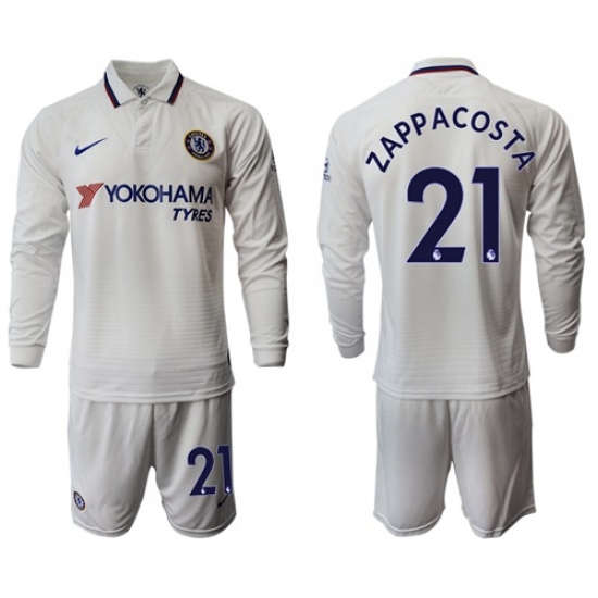 Chelsea #21 Zappa Costa Away Long Sleeves Soccer Club Jersey