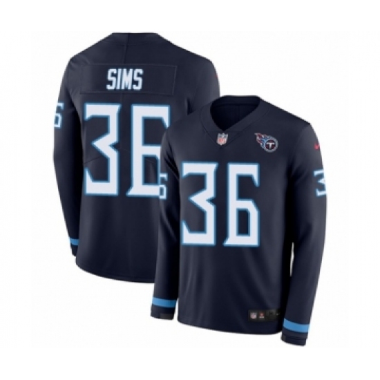 Men's Nike Tennessee Titans #36 LeShaun Sims Limited Navy Blue Therma Long Sleeve NFL Jersey - Ujersey